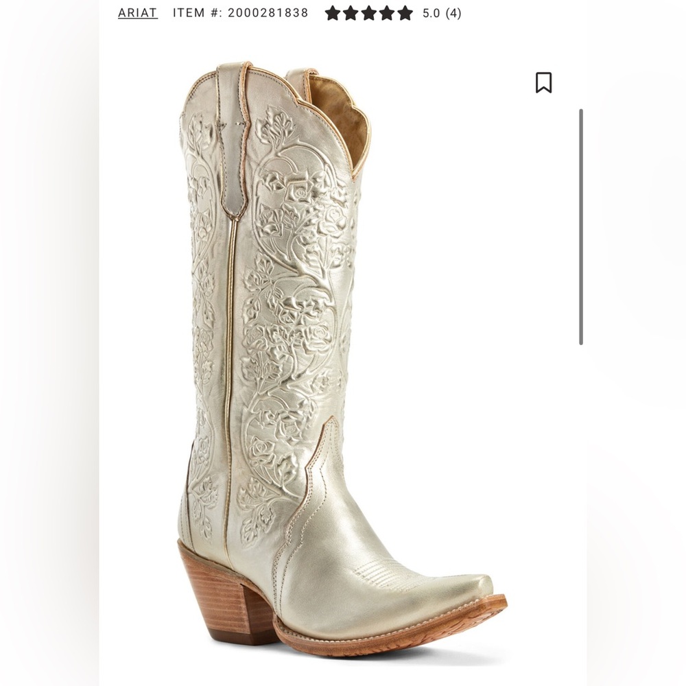 ARIAT WOMEN'S PLATINUM GOLD BRUSHED WESTERN BOOTS - SNIP TOE Size 9B